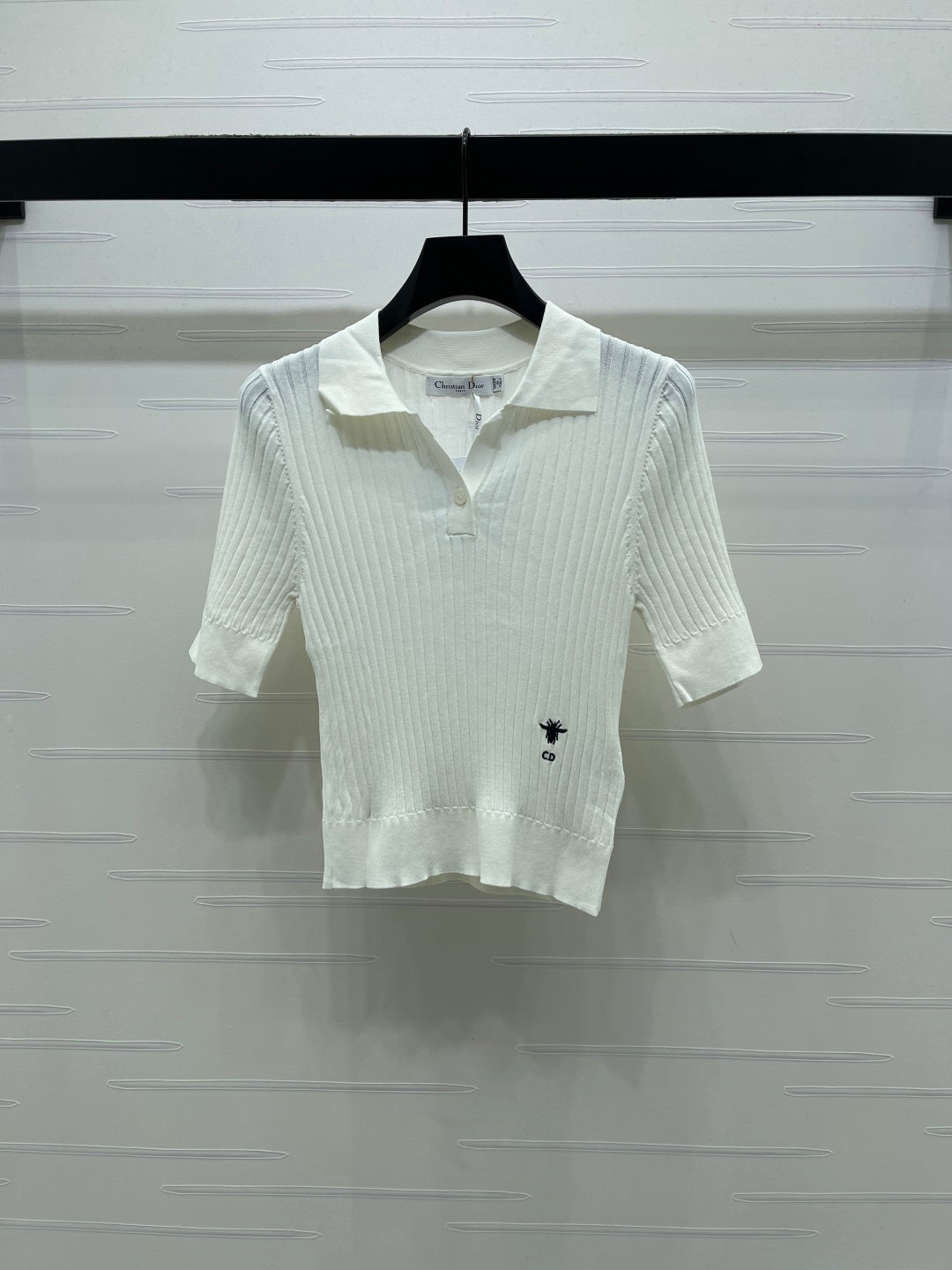 Dior 2026 Slim Fit Collared Knit Short-Sleeve Shirt Wool