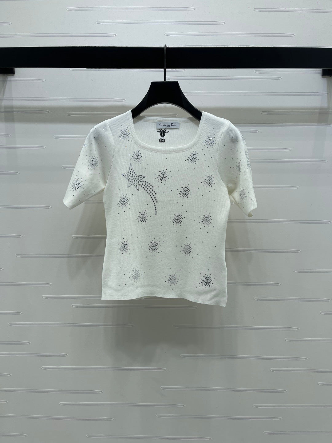 Dior 2026 Firework Neck Knit Short-Sleeve Top Wool 352601