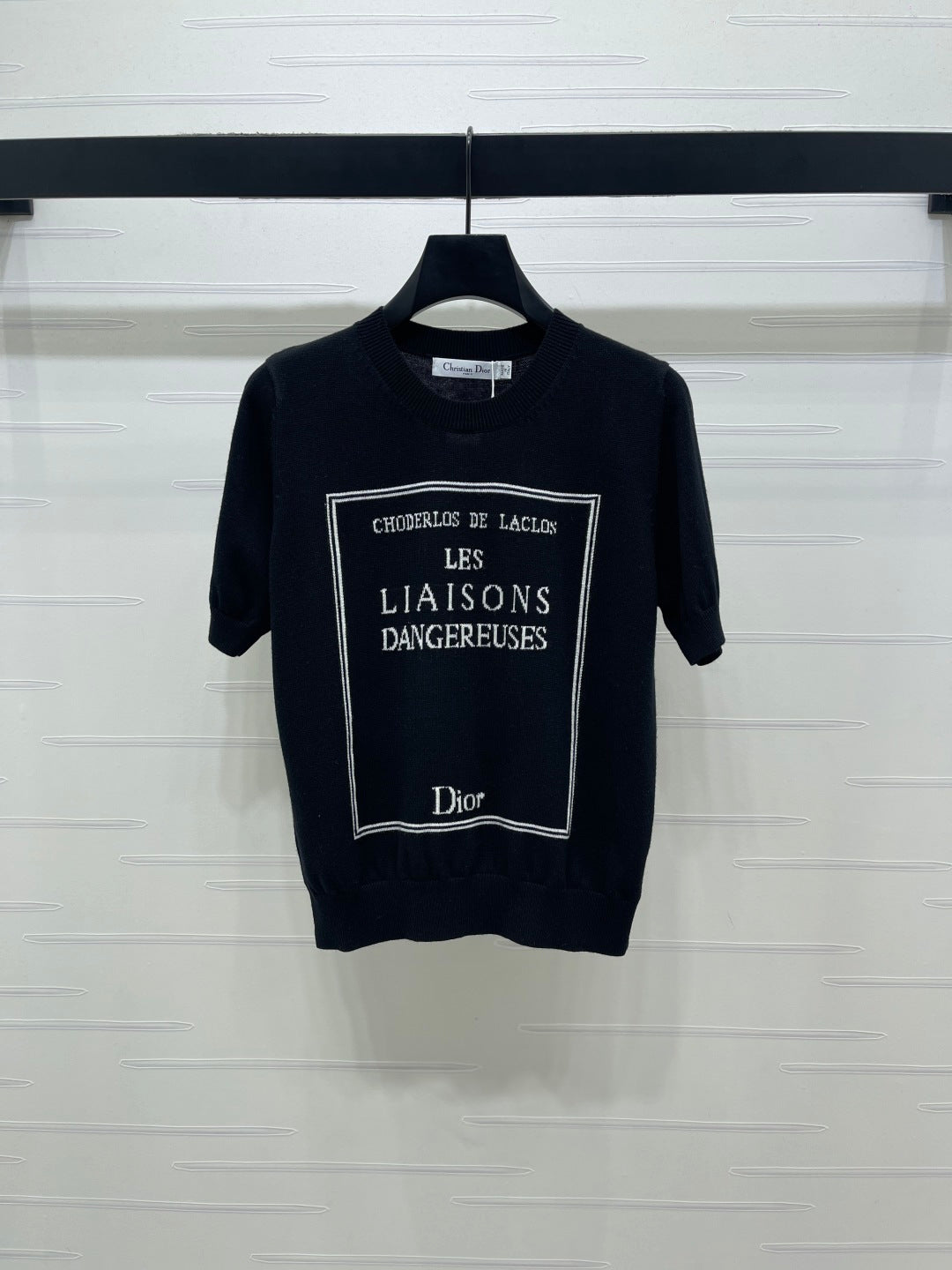 Dior 2026 Crew Neck Logo Knit Short-Sleeve T-Shirt Wool