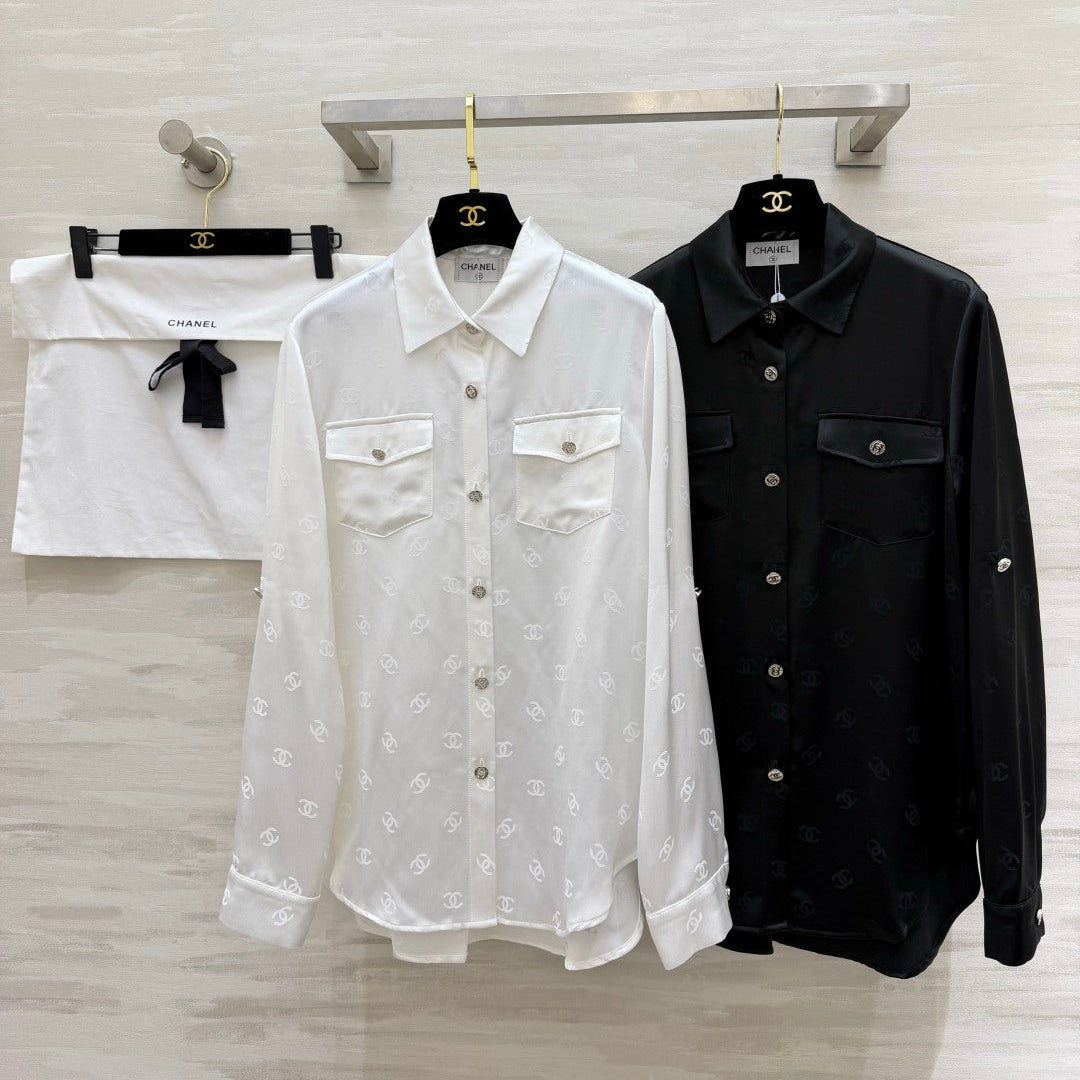 Chanel 2026 Double C Jacquard Acetate Silk Shirt 108151
