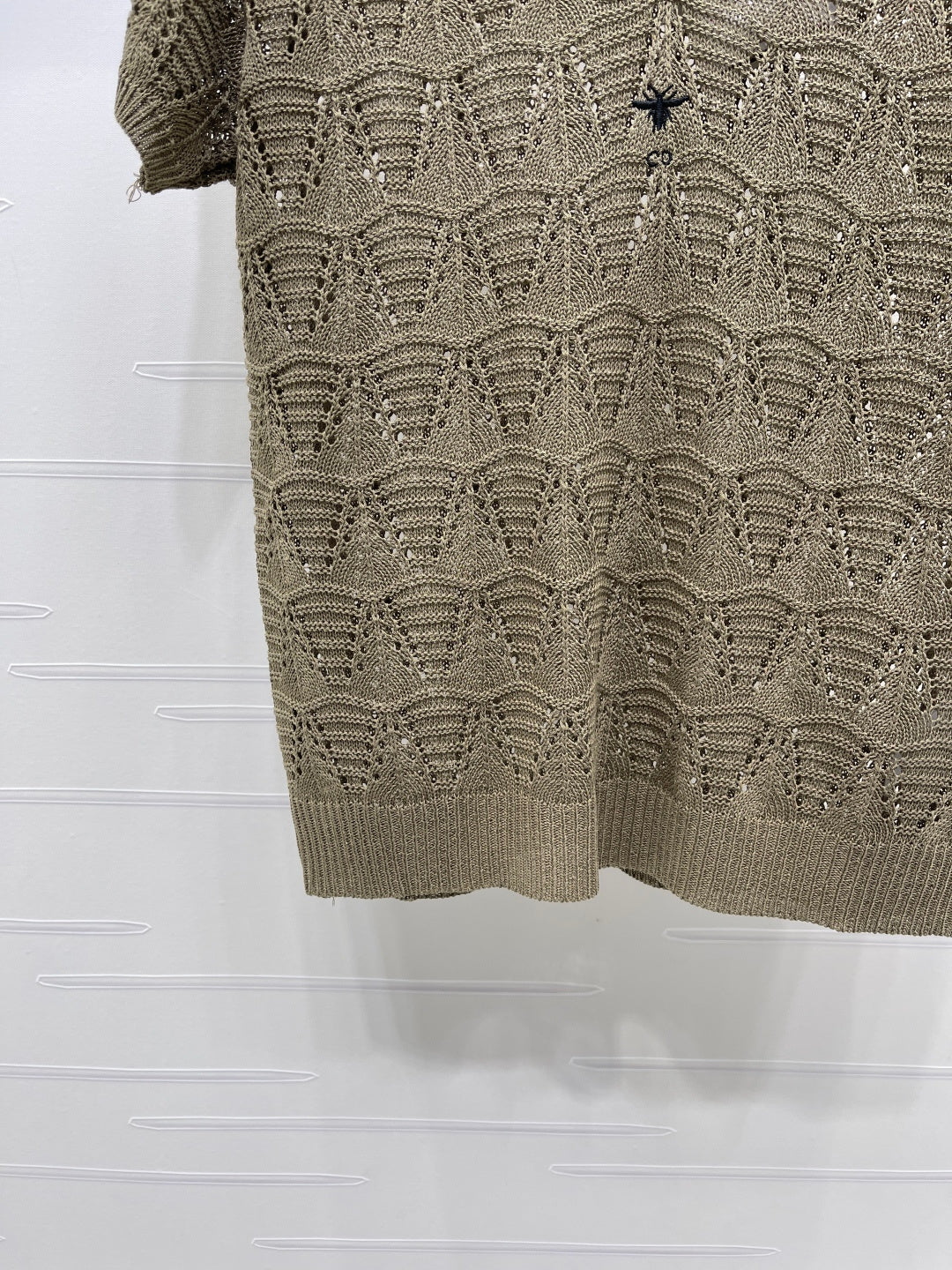 Dior 2026 Hollow-out V-neck Knit Short-sleeved Top Wool Cotton 377970