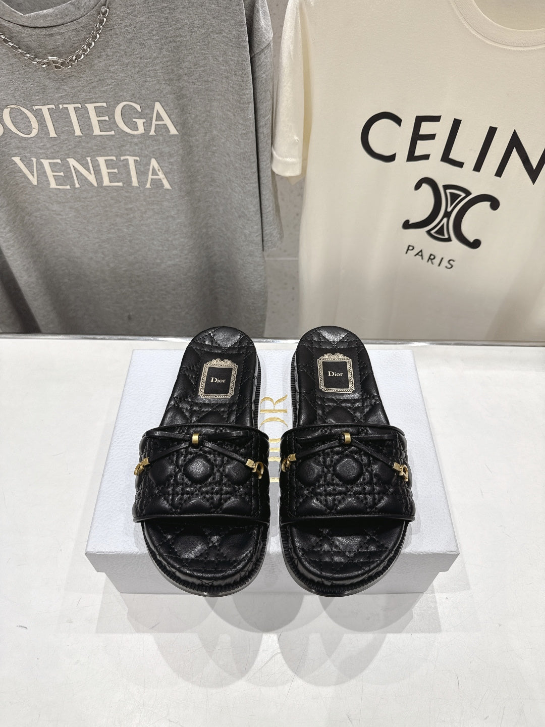 Dior 2026 Cannage Slide Black and White Sheepskin 794262