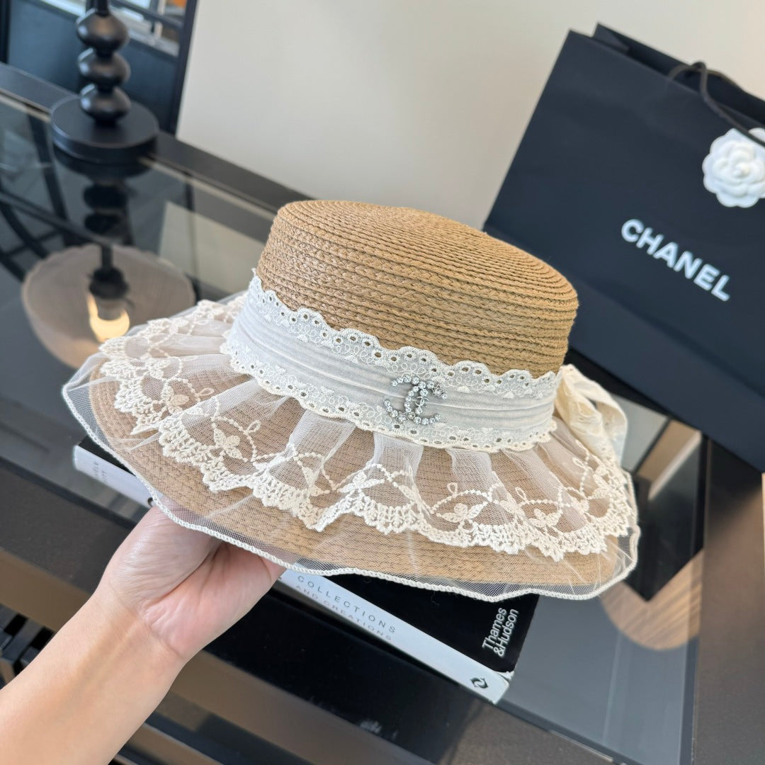 Chanel Lace Straw Hat 400882