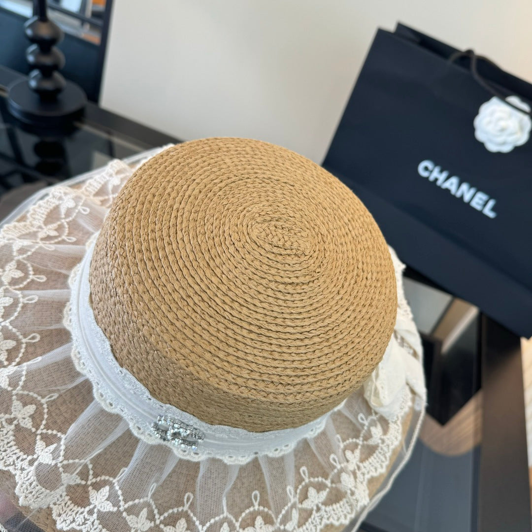 Chanel Lace Straw Hat 400882