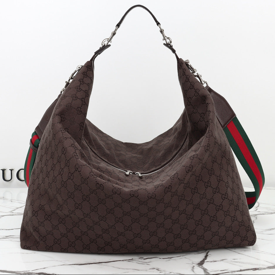 Gucci 2026 Brera Large Crossbody Bag Dark Brown Canvas
