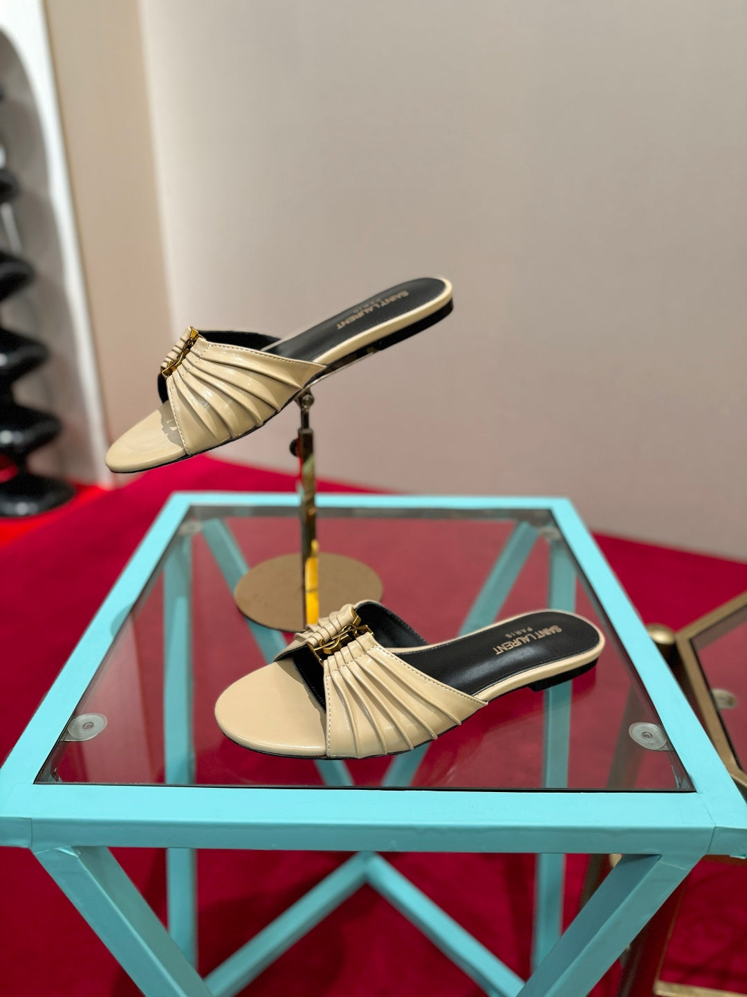 YSL 2026 Mule Sandal Calfskin With Gold Logo 925308
