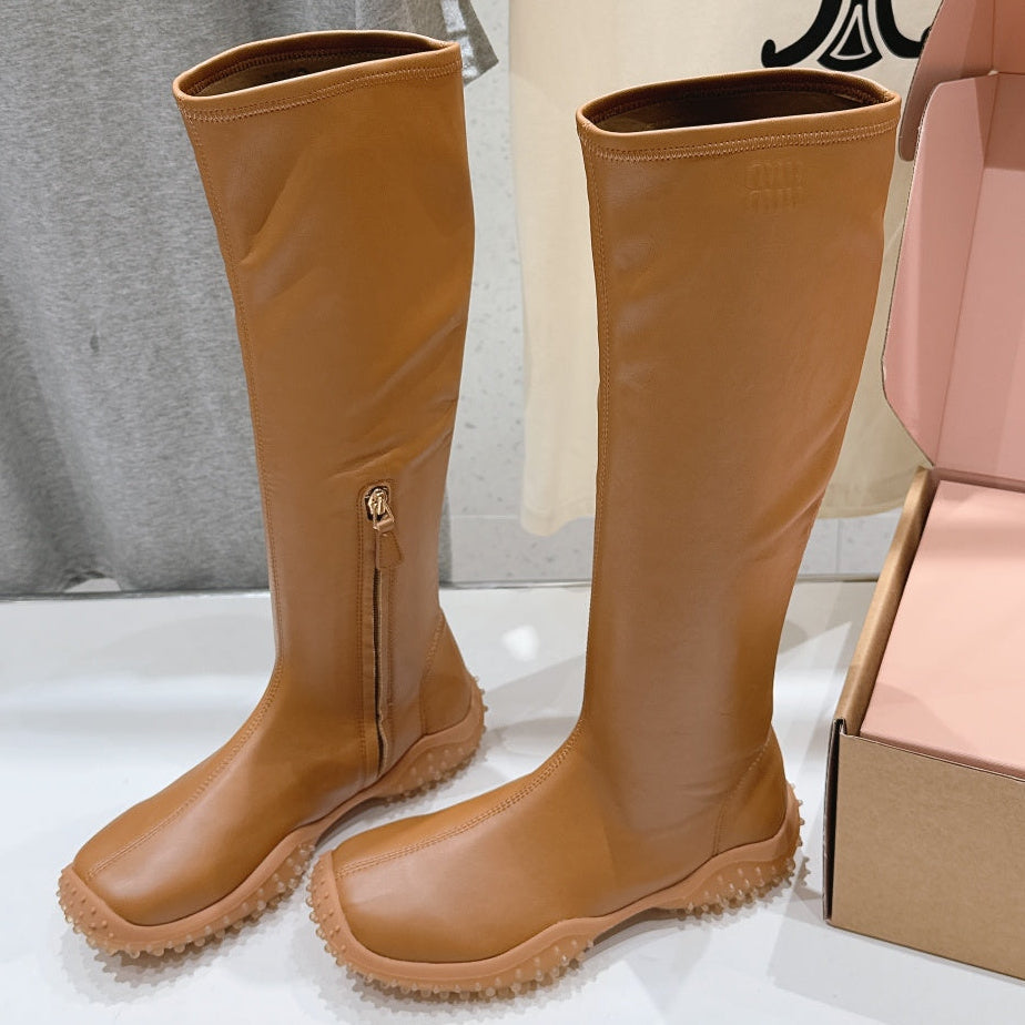 Miu Miu 2026 Stretch Knee-High Boots Leather 989560
