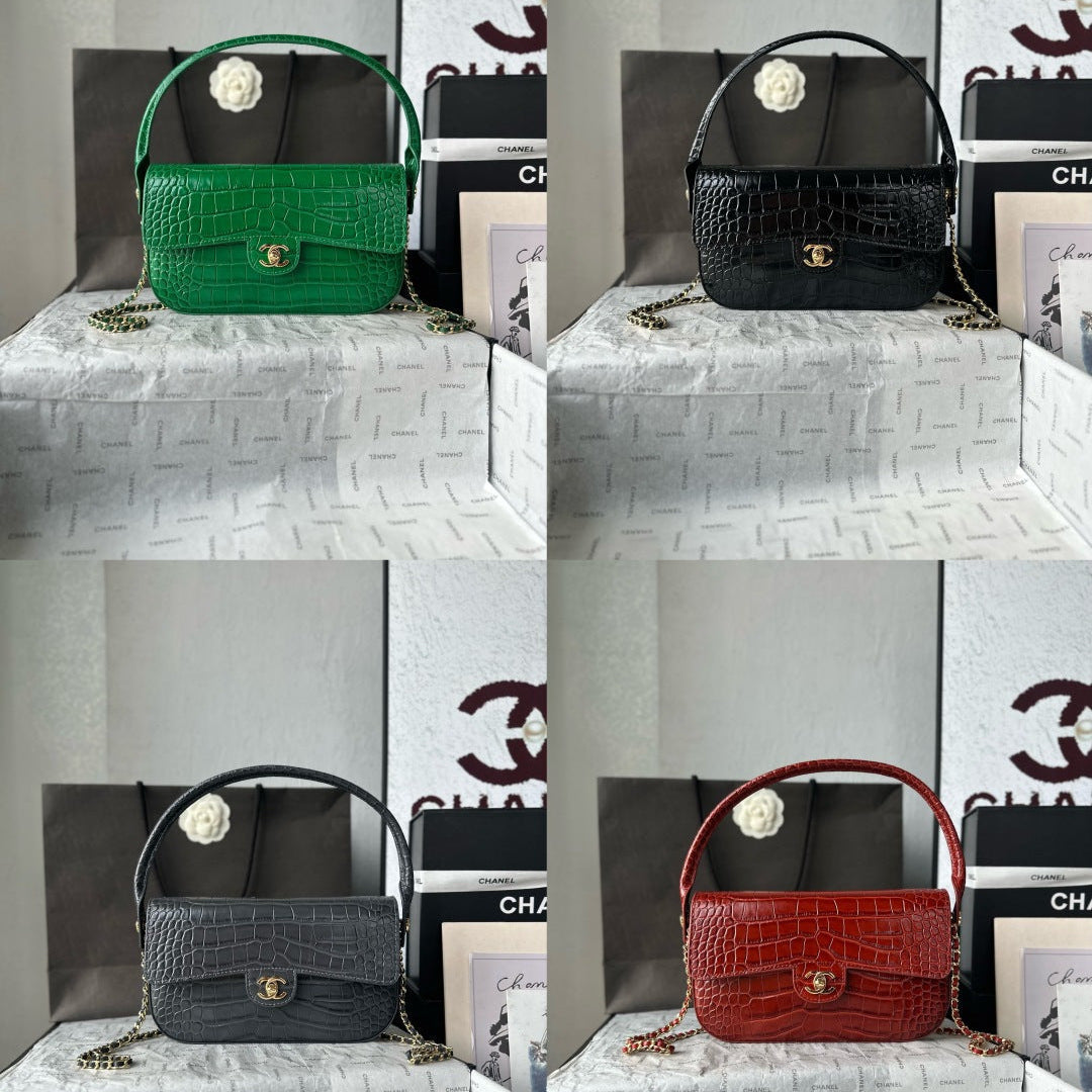 Chanel 2026 Crocodile Embossed Flap Bag 26cm Calfskin