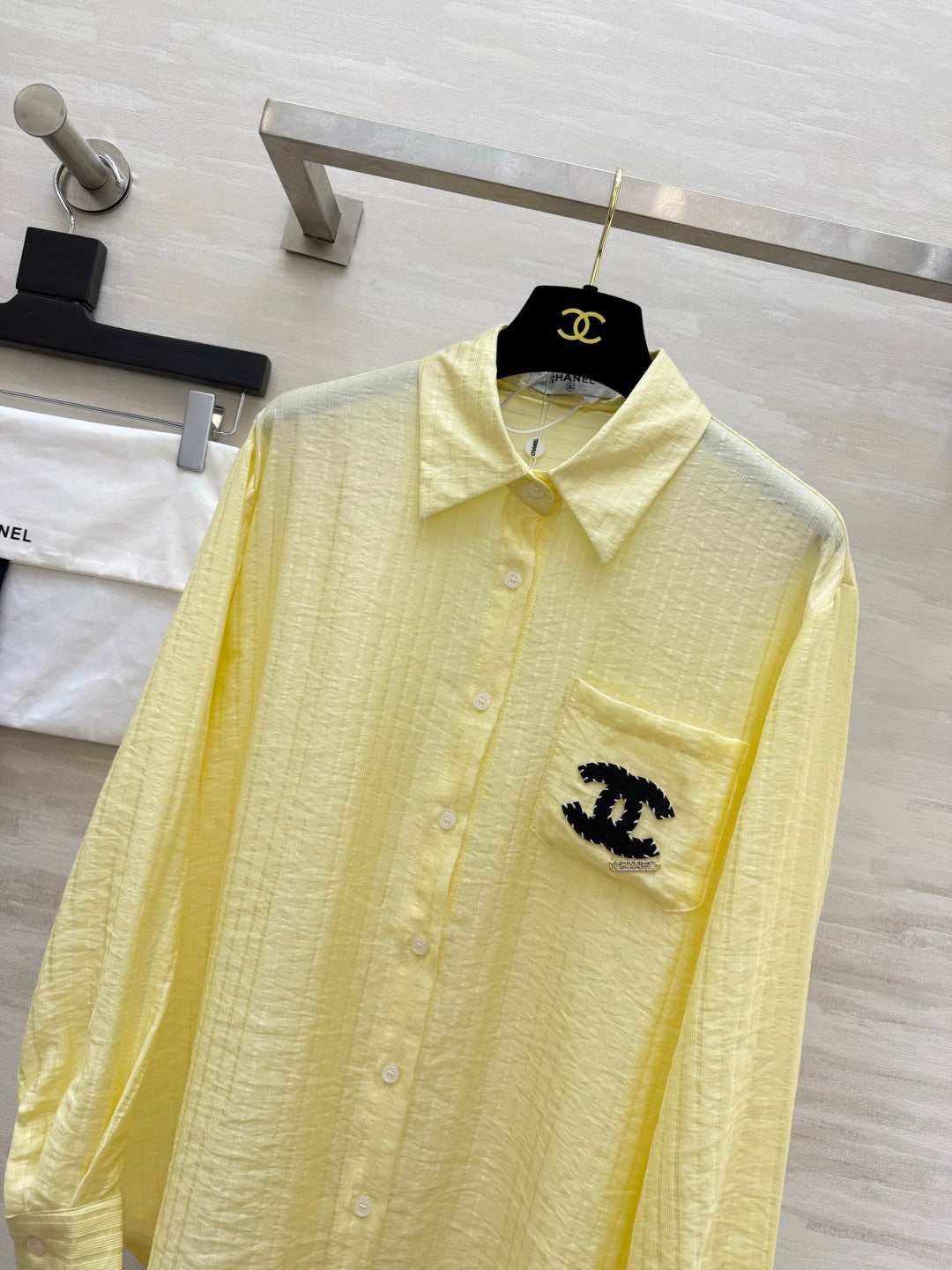 Chanel 2026 Shirt White and Yellow Cotton 408318