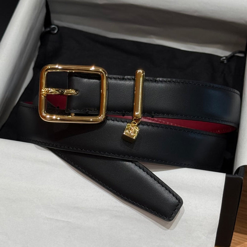 Chanel 2026 Statement Buckle Belt 25mm Calfskin