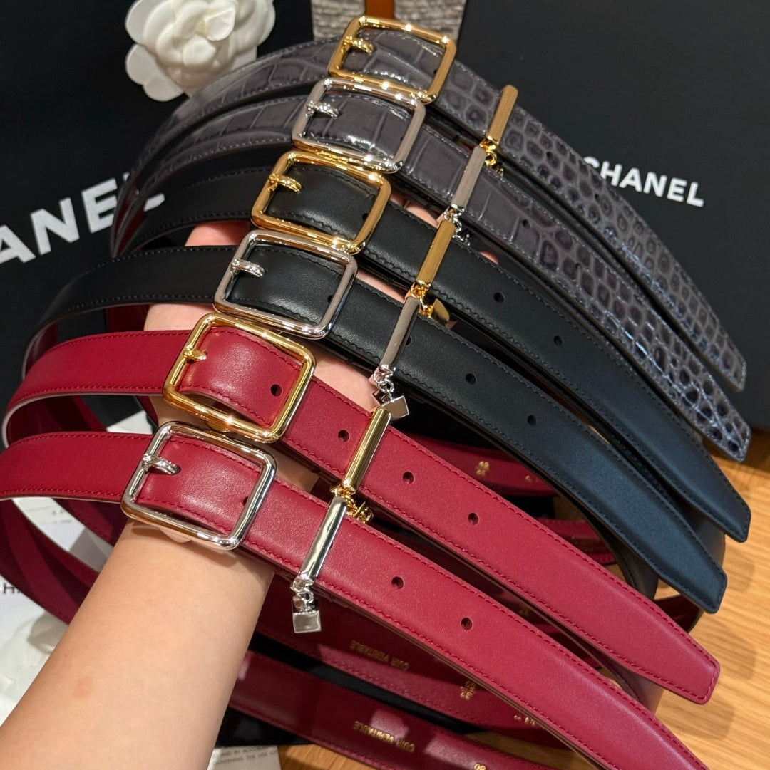 Chanel 2026 Statement Buckle Belt 25mm Calfskin