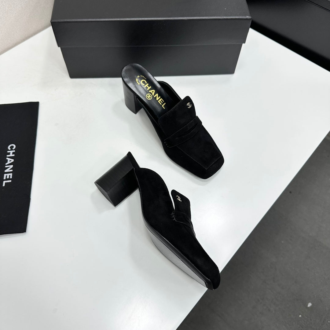 Chanel 2026 Square Toe Chunky Shoes 70mm Suede Leather 944667