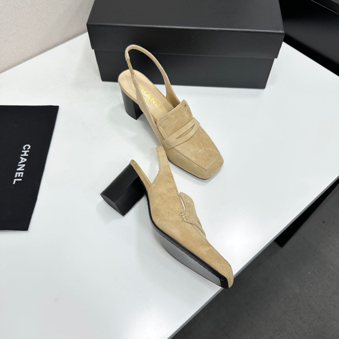 Chanel 2026 Square Toe Chunky Shoes 70mm Suede Leather 944667