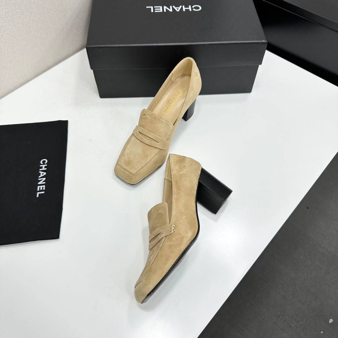 Chanel 2026 Square Toe Chunky Shoes 70mm Suede Leather 944667