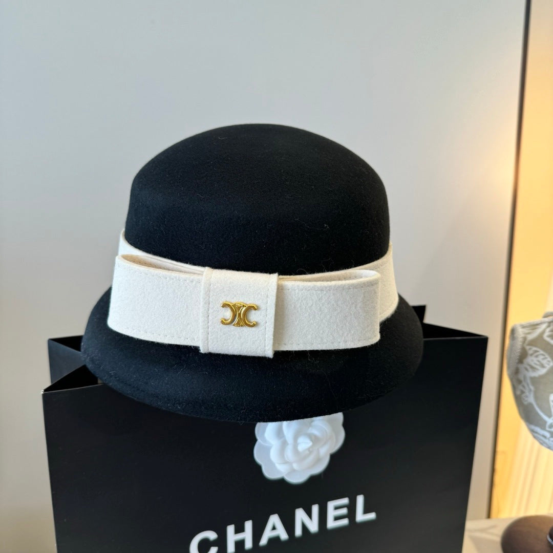 Chanel Bow Cashmere Bucket Hat 425553