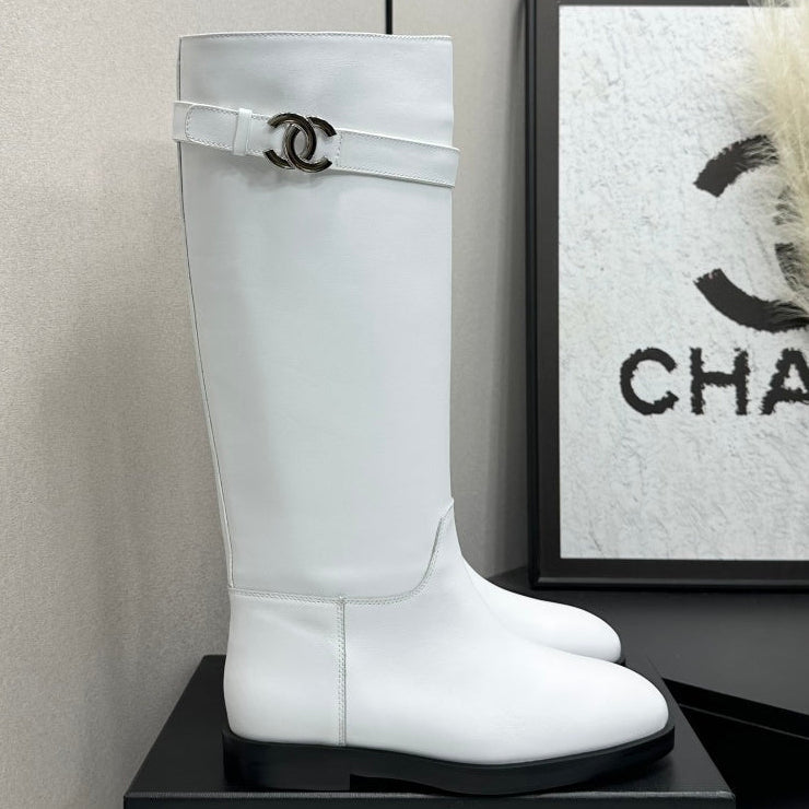 Chanel 2026 CC Logo Belted Boots Cowhide 985942