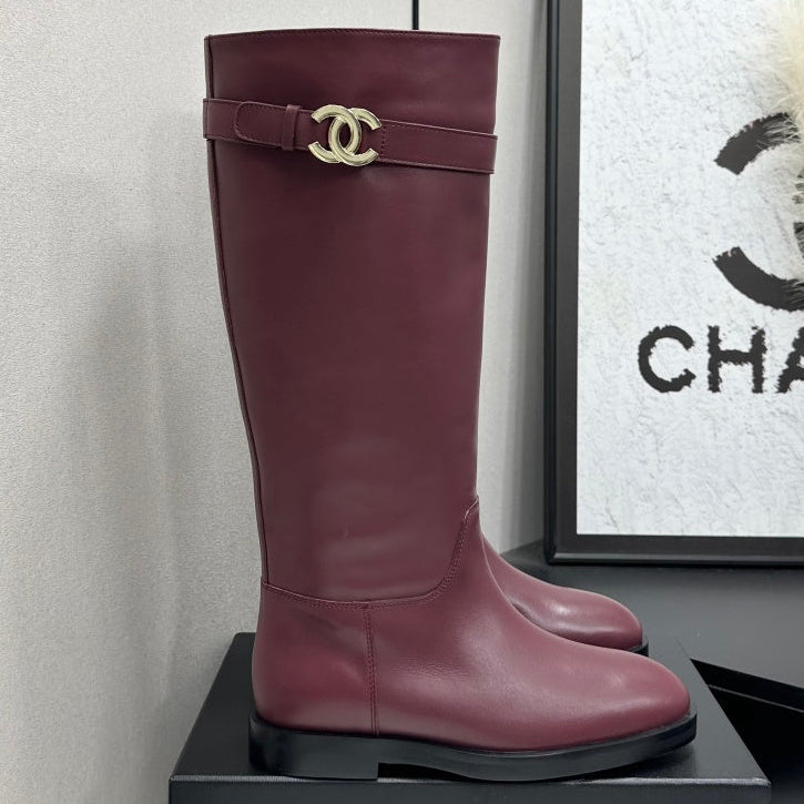 Chanel 2026 CC Logo Belted Boots Cowhide 985942
