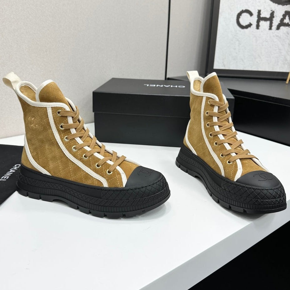 Chanel 2026 Quilted High Top Sneakers Suede Fabric 986146