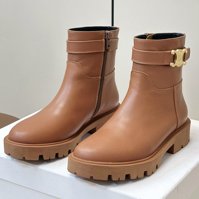 Celine 2026 Buckle Platform Boots Calfskin 986387