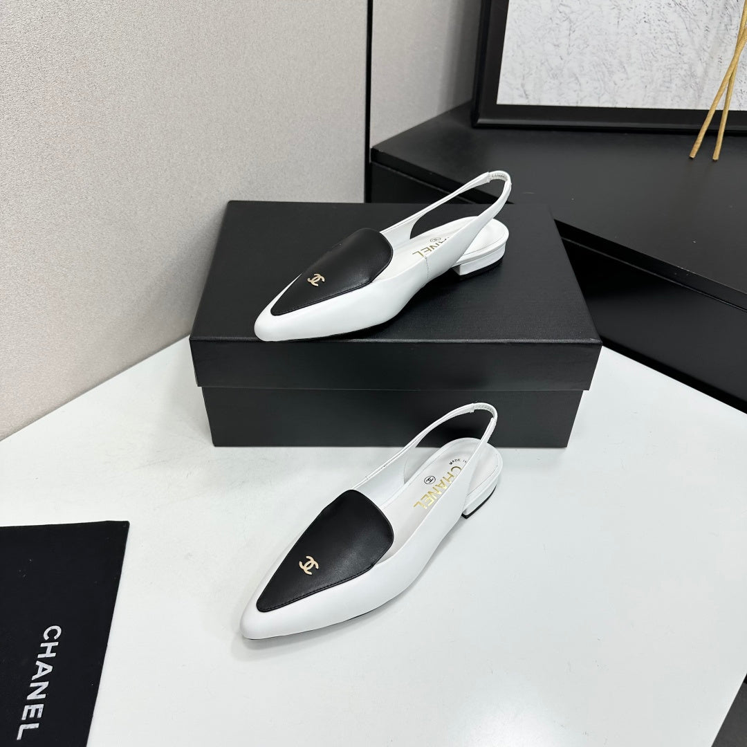 Chanel 2026 Two-Tone Flat Slingbacks Suede Leather 985827