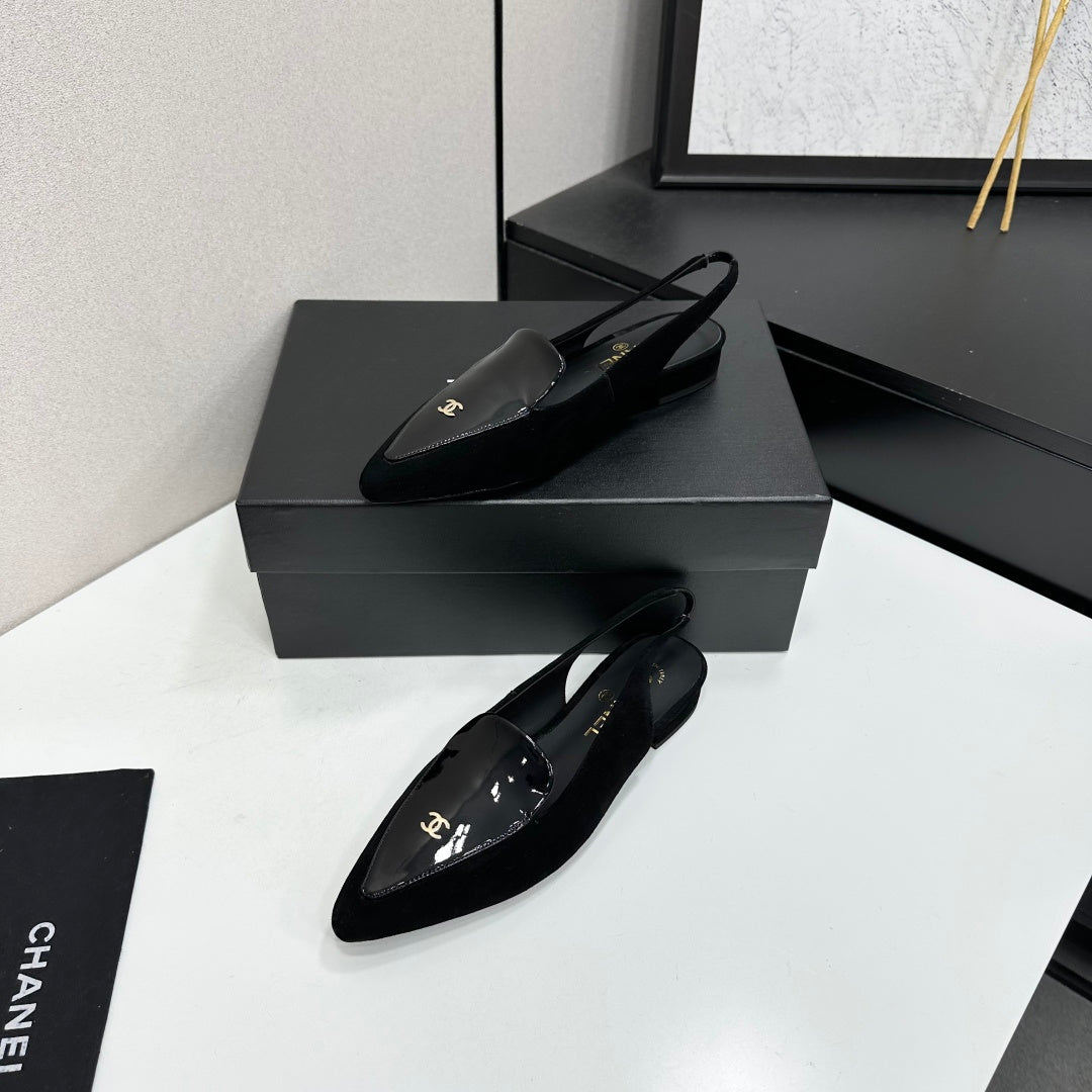 Chanel 2026 Two-Tone Flat Slingbacks Suede Leather 985827
