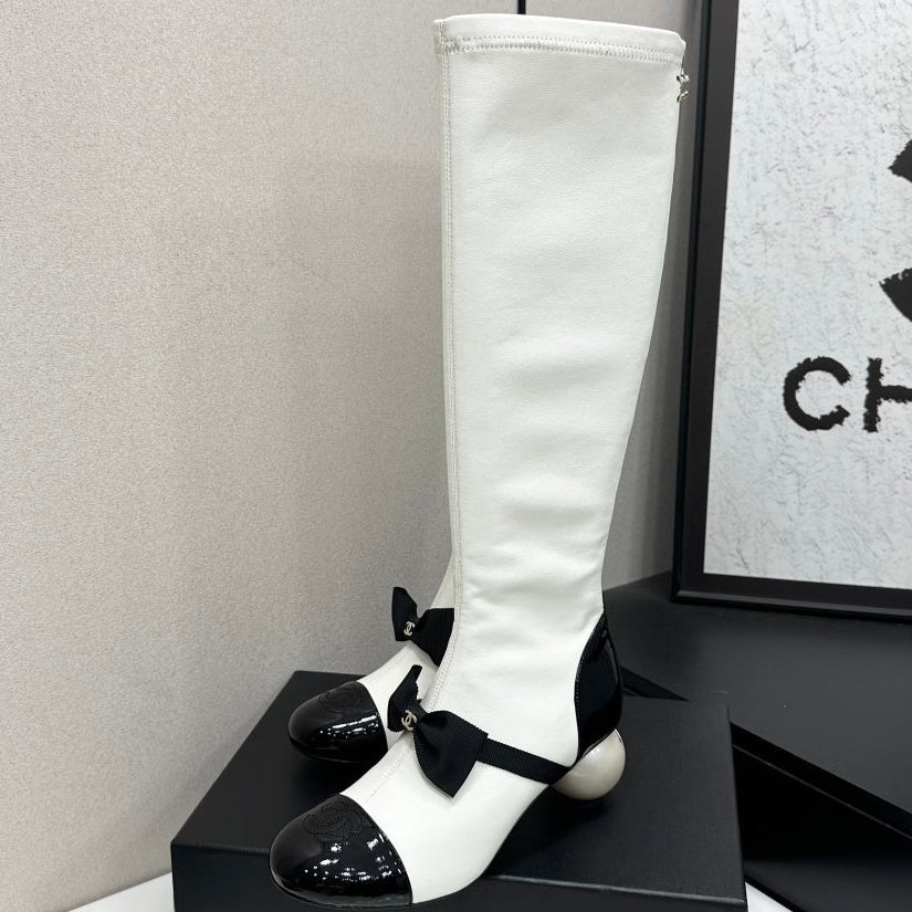 Chanel 2026 Chunky Pearl Boots 50mm Suede Leather 985808