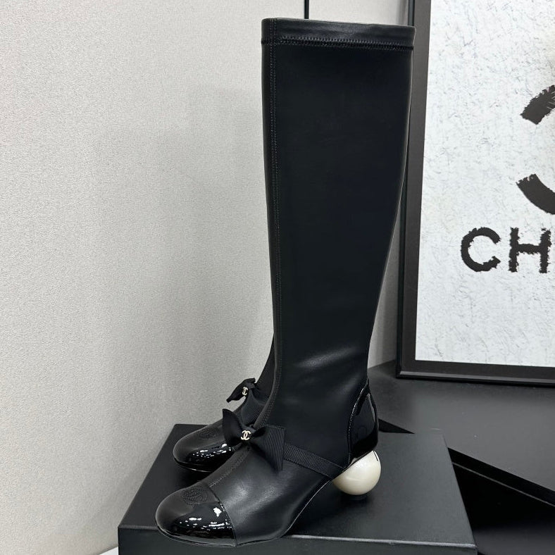 Chanel 2026 Chunky Pearl Boots 50mm Suede Leather 985808