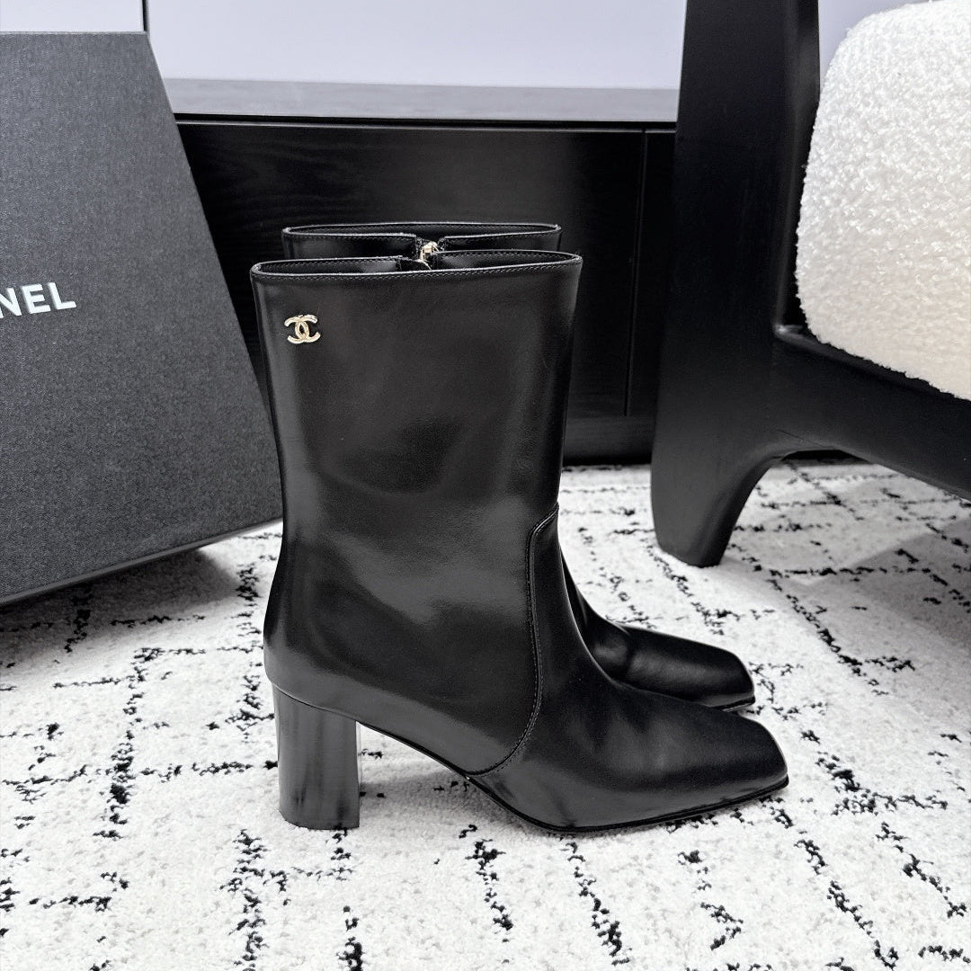 Chanel 2026 Square Toe Ankle Boots 75mm Leather 194410