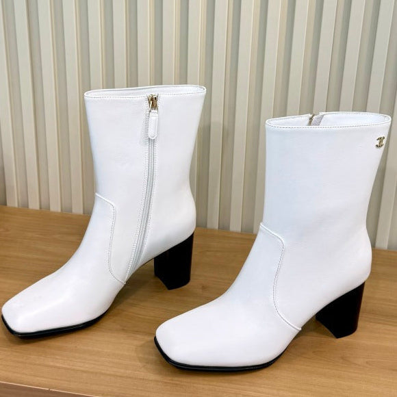 Chanel 2026 Square Toe Ankle Boots 75mm Sheepskin 988149