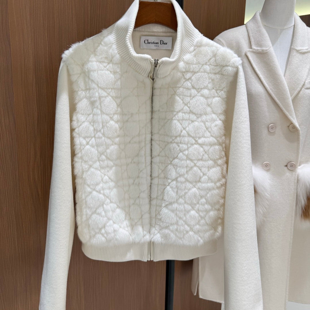 Dior 2026 Quilted Cropped Bomber Jacket Wool 444482