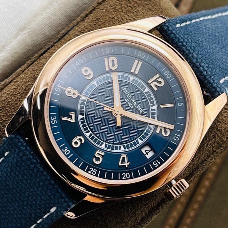 PATEK CALATRAVA 40MM ROSE GOLD BLUE DIAL REF 6007A