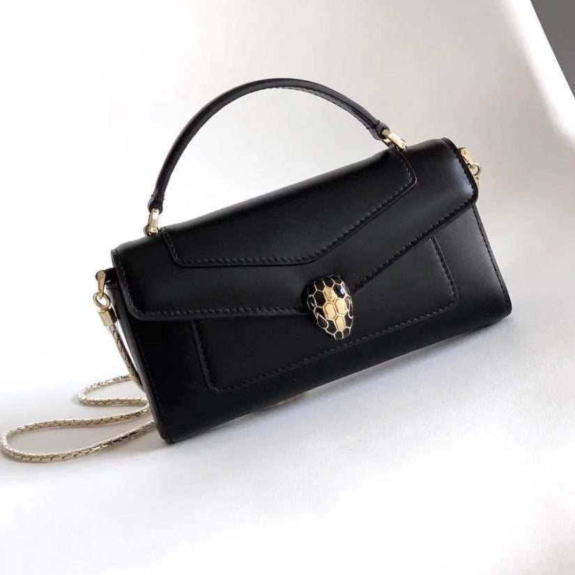 Bvlgari 2026 Serpenti Leather Phone Case 19cm Black Calfskin