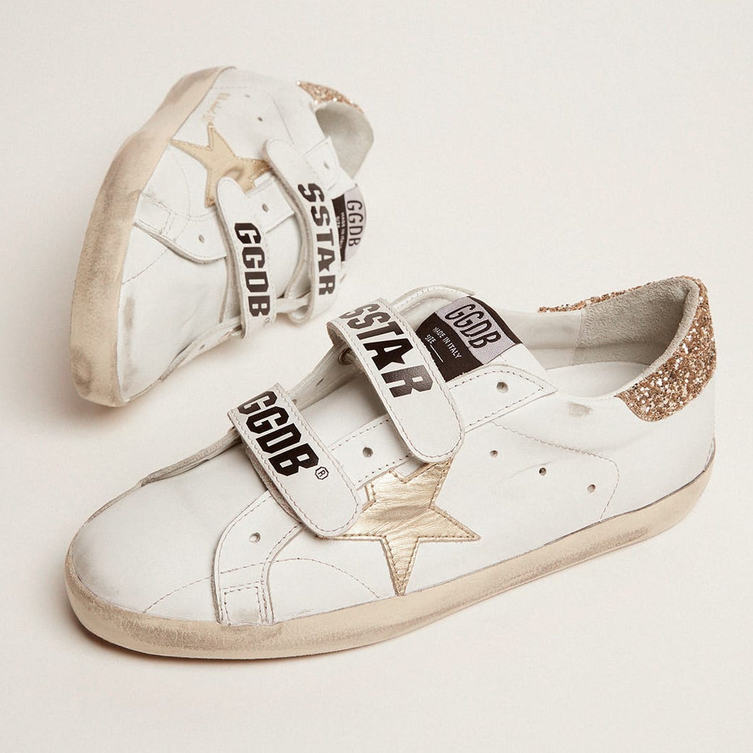 Golden Goose 2026 Old School With Gold Star Laminated Leather