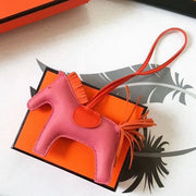 HM Rodeo Horse Bag Charm In Pink Mix Orange Leather