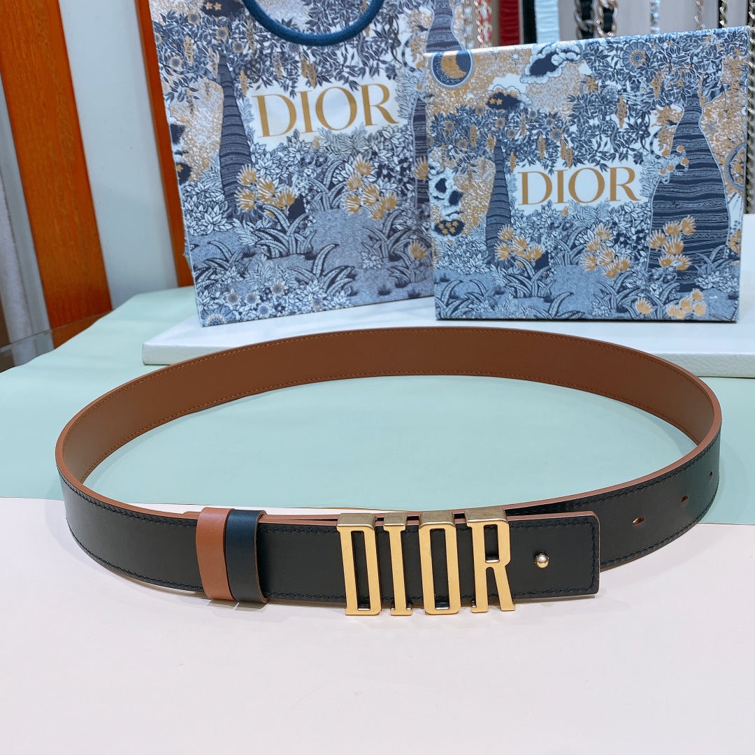 Dior 2026 D-Fence Reversible Belt 3.0cm Calfskin
