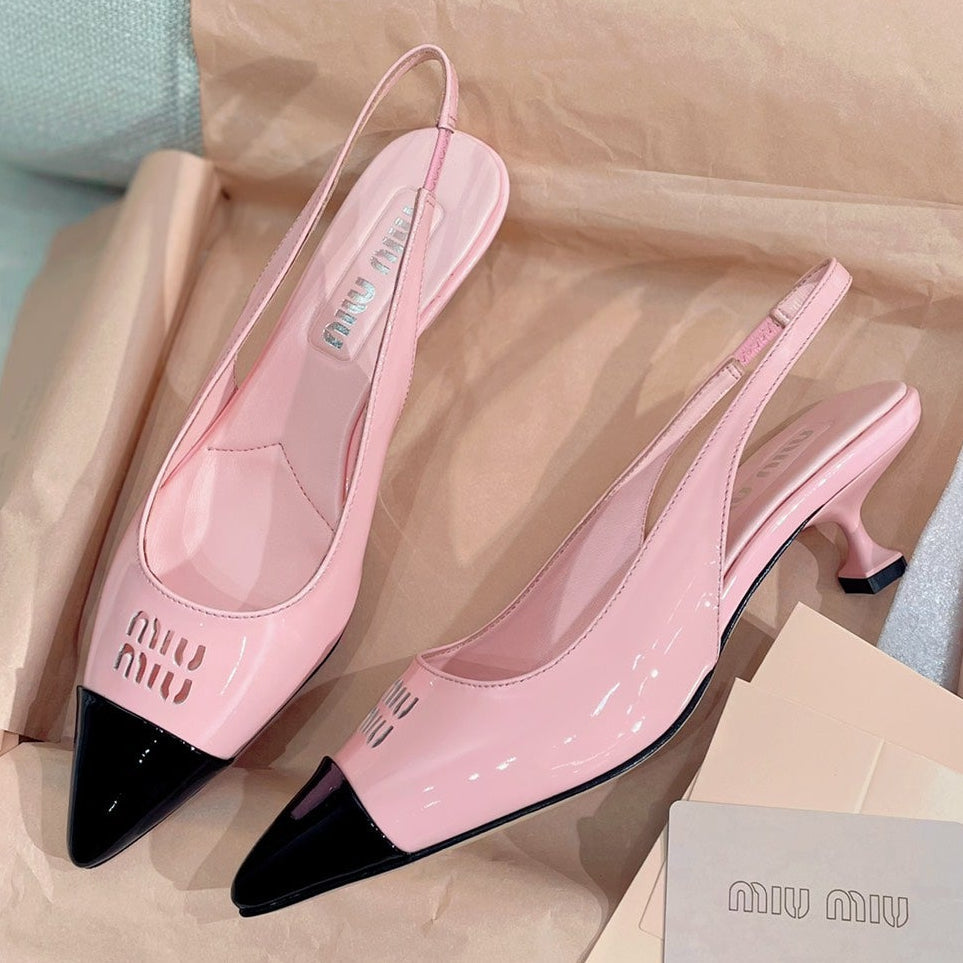 Miu Miu 2026 Pointed-Toe Slingback 45mm Patent Leather 155497