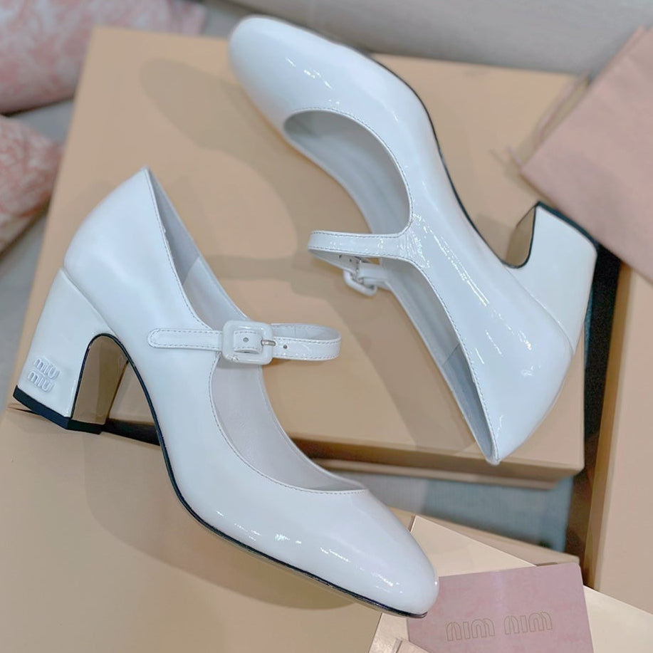 Miu Miu 2026 Round-Toe Pumps 65mm Patent Leather Glitter 155501