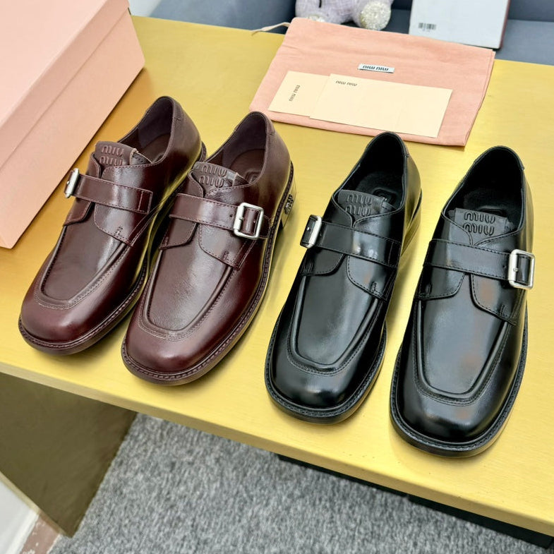 Miu Miu 2026 Monkstrap Loafers Cowhide 981860