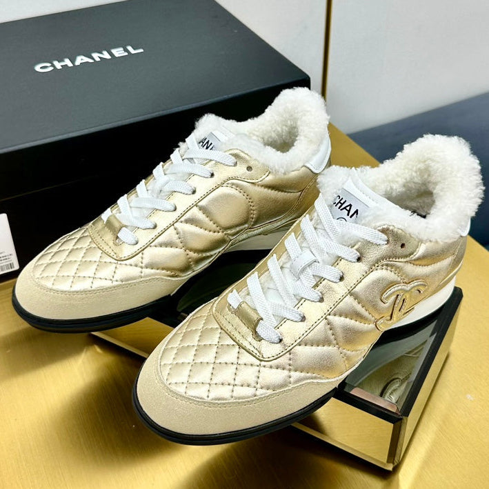 Chanel 2026 Quilted Shearling Sneakers Cowhide 986965
