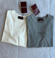 Gucci 25 Three-dimensional Embossed Letter Short-sleeved Top Cotton