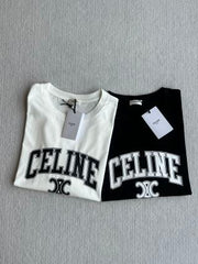 Celine 25 Arc de Triomphe Series Loose Fit Short Sleeve Top Cotton