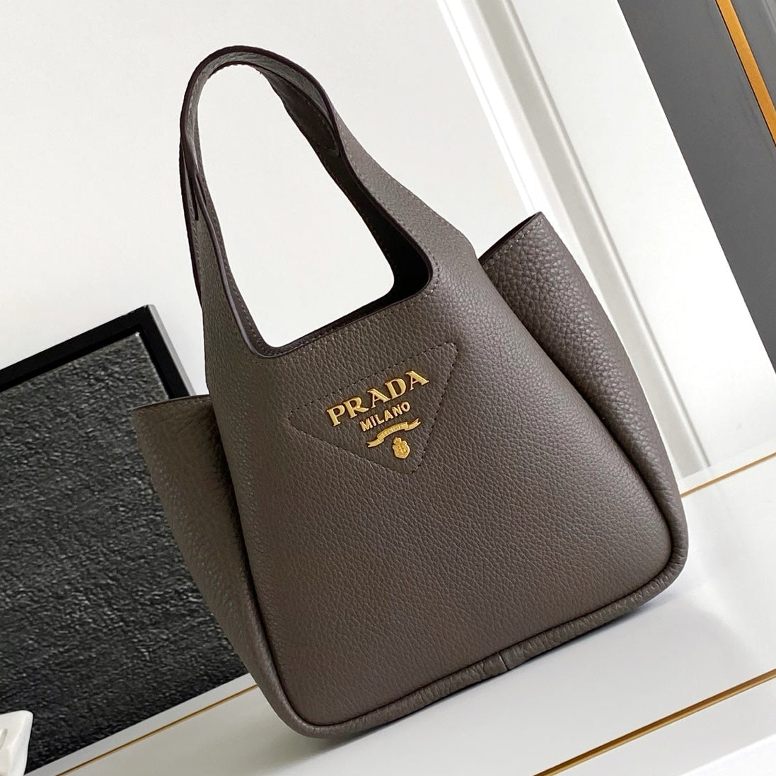 Prada 2026 Small Tote Bag Gold Hardware Leather