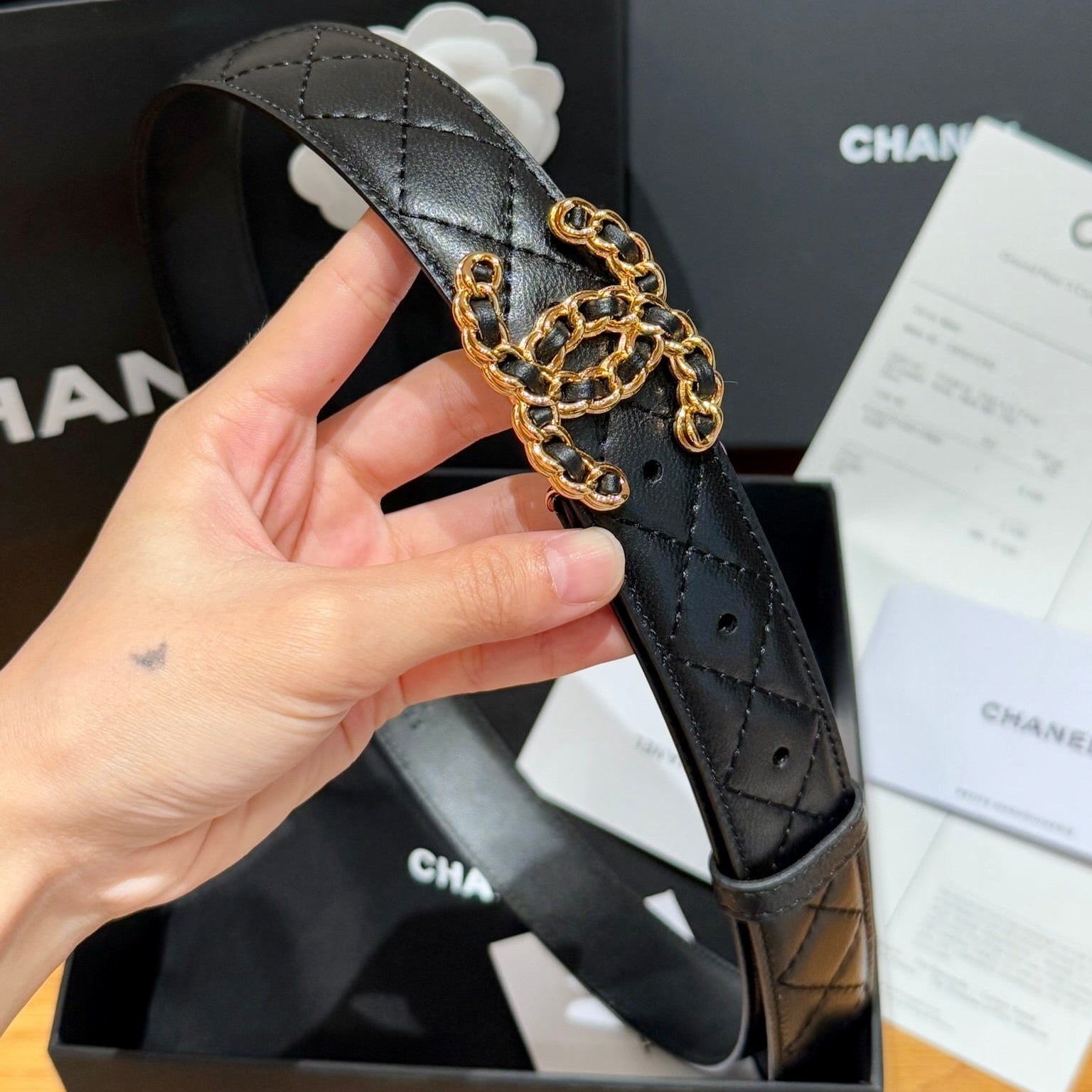 Chanel 2026 Quilted Belt 30mm Sheepskin