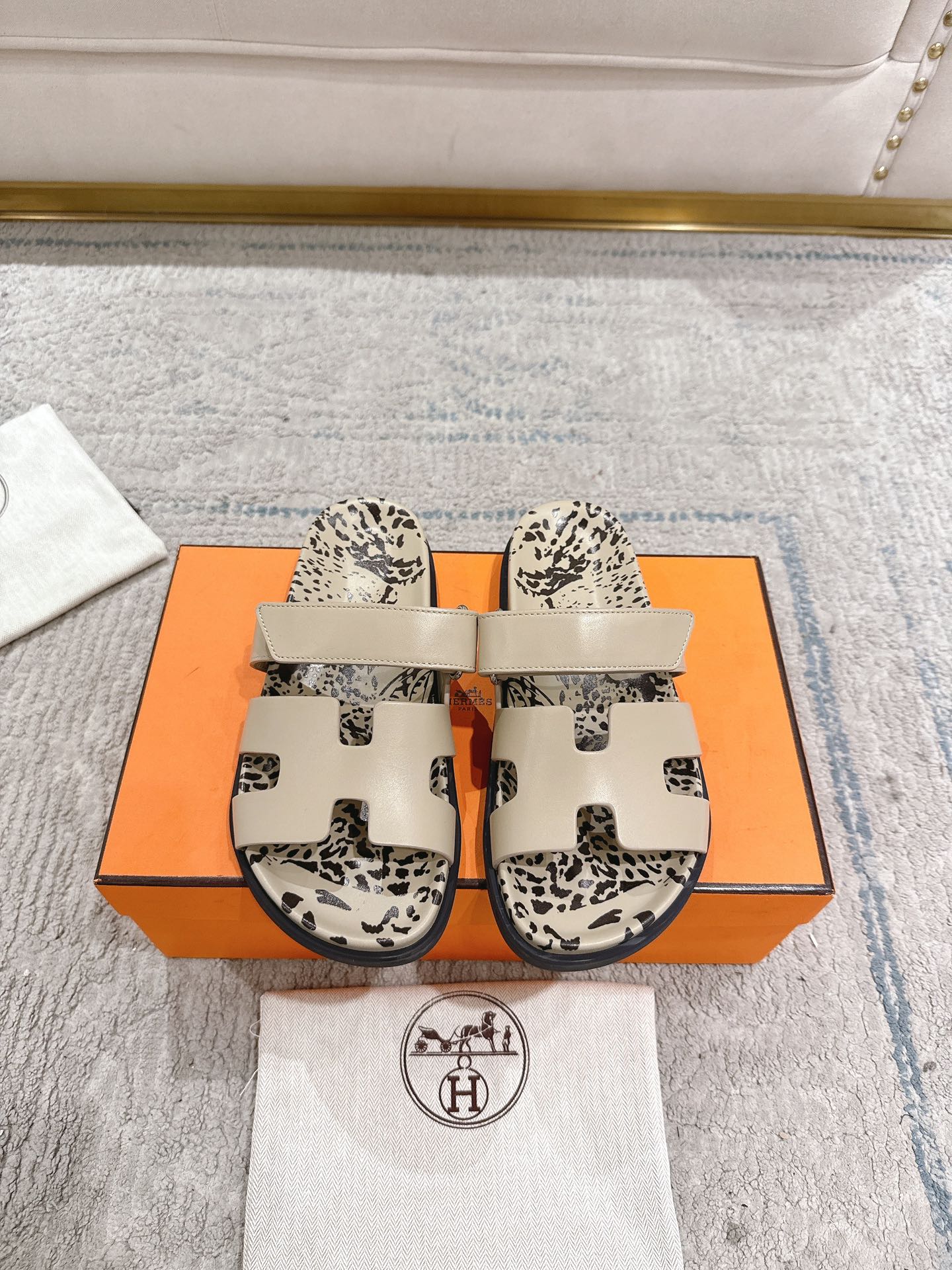 Hermes 2026 Chypre Sandal With Leopard Print 842028