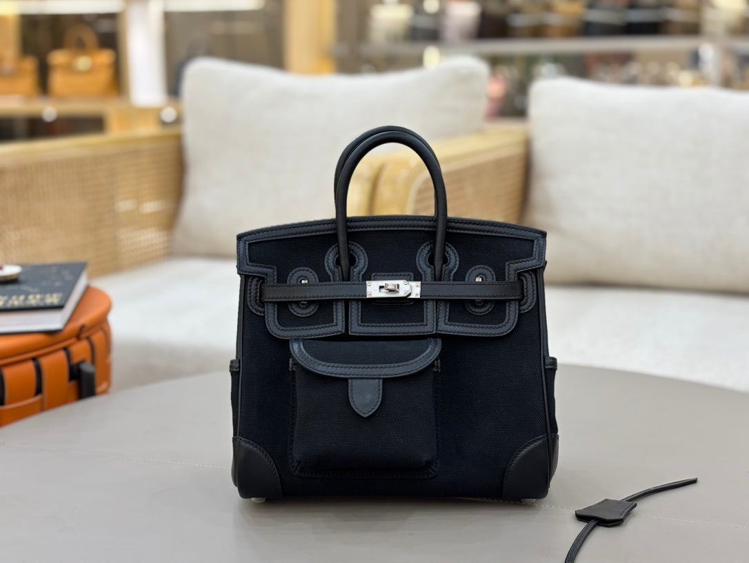 High-end Hermes 2026 Birkin Cargo 25cm Swift Leather Canvas