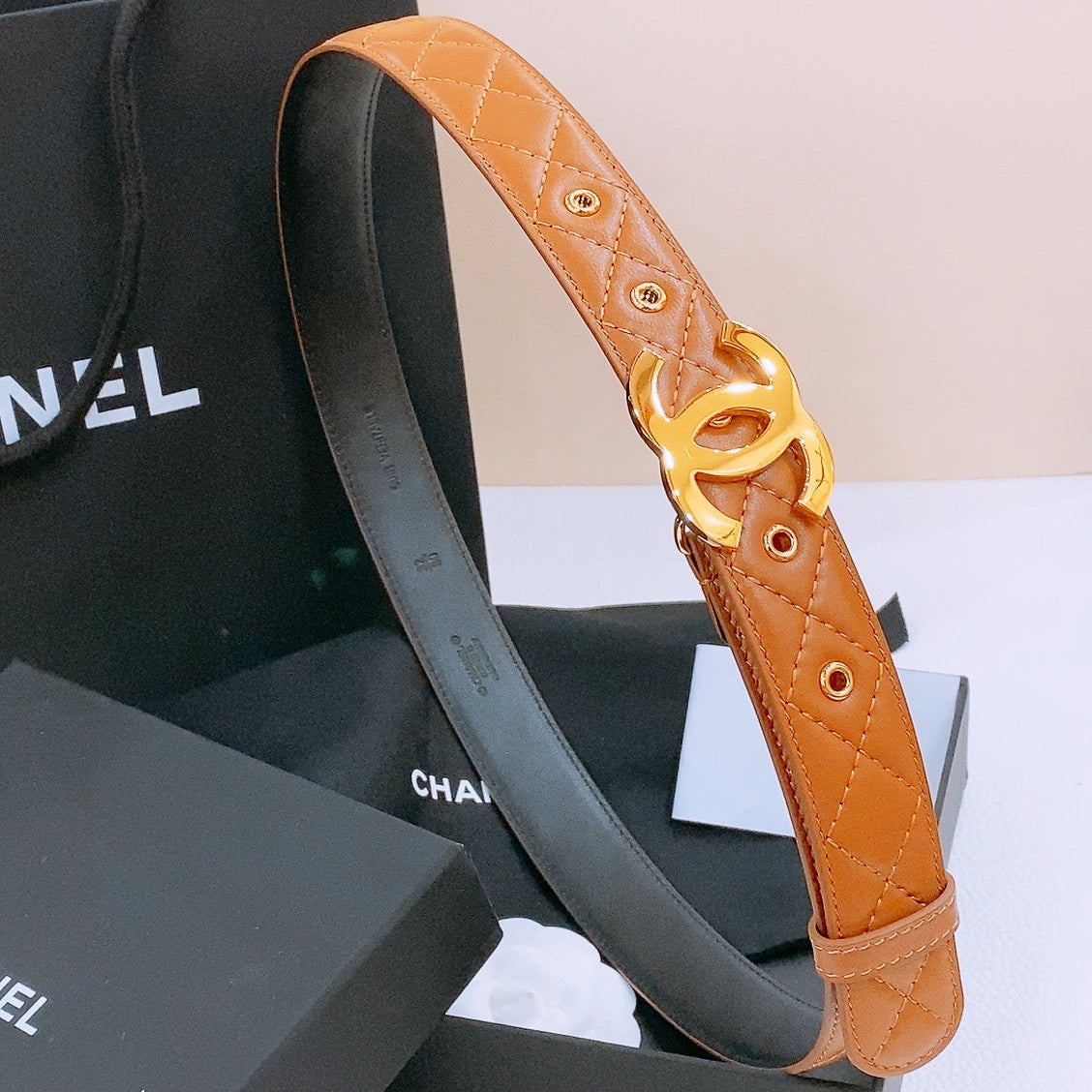 Chanel 2026 Quilted CC Buckle Belt 30mm Lambskin