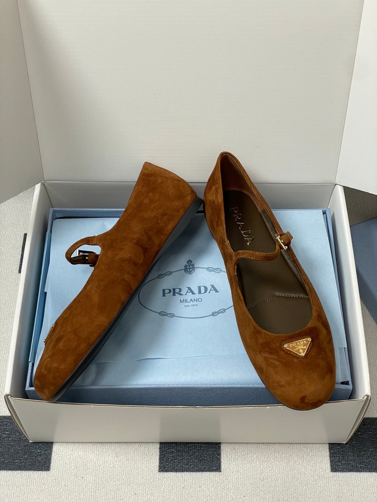 Prada 2026 Ballet Flat Suede Sheepskin Silk 715617