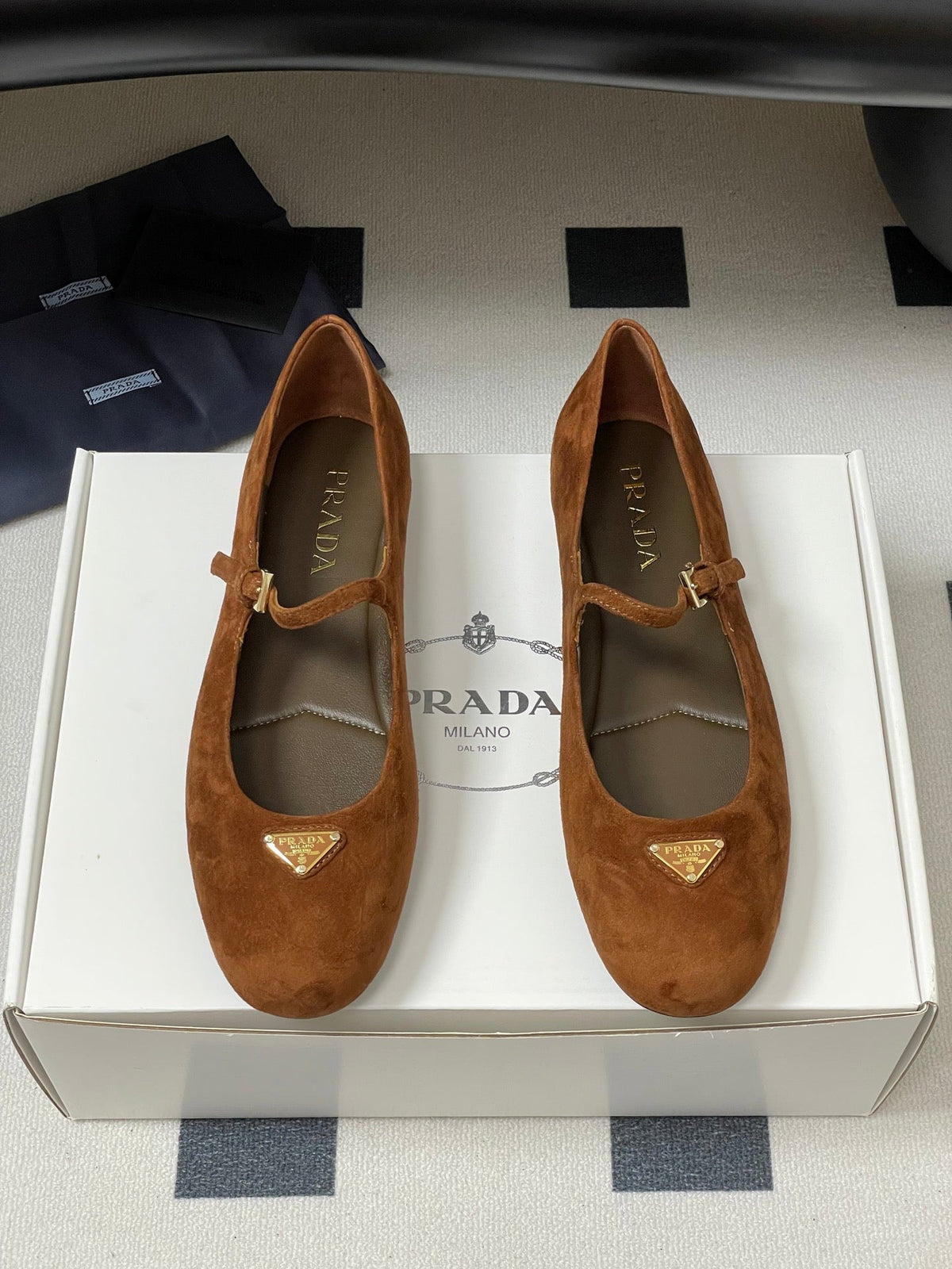 Prada 2026 Ballet Flat Suede Sheepskin Silk 715617