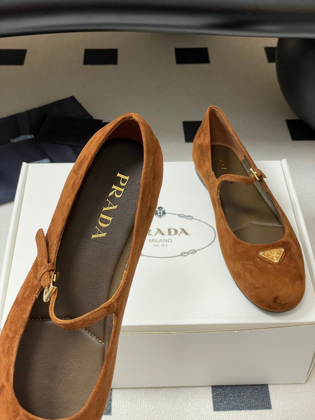 Prada 2026 Ballet Flat Suede Sheepskin Silk 715617