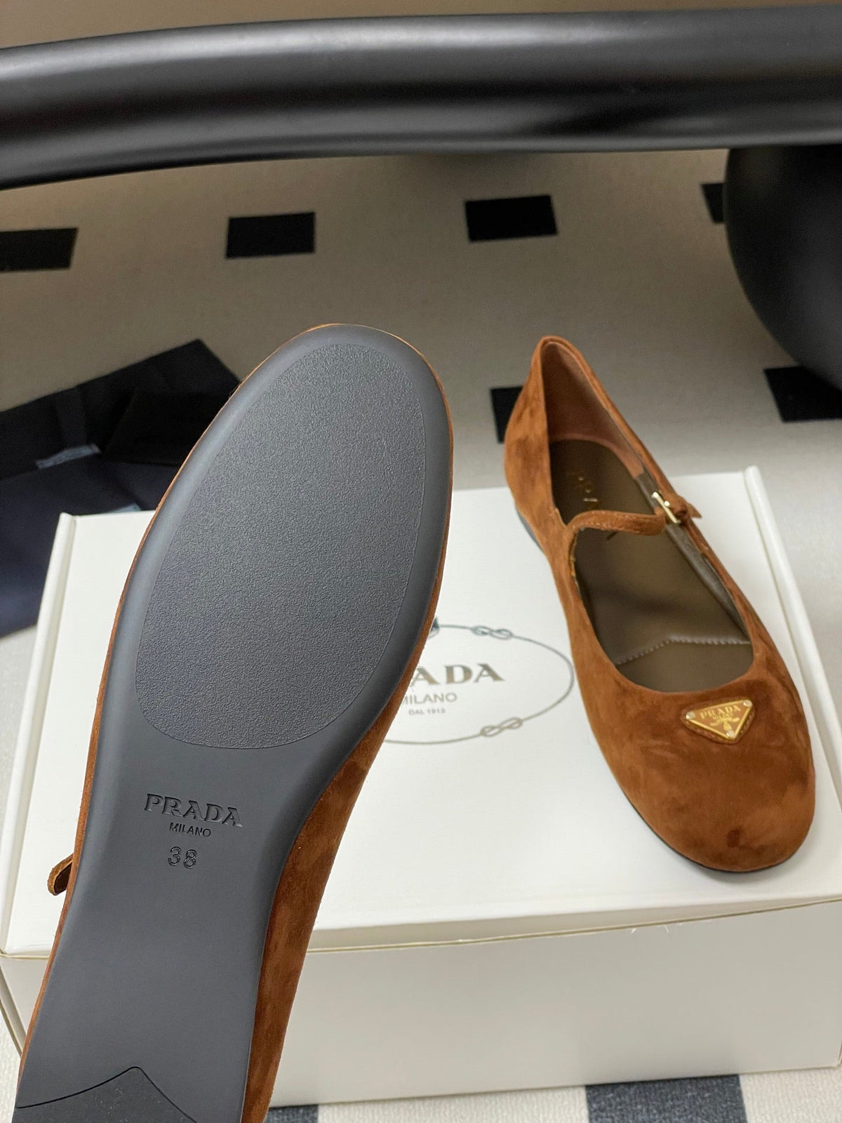 Prada 2026 Ballet Flat Suede Sheepskin Silk 715617